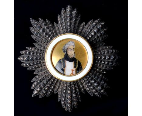 Zanzibar: Order of the Brilliant Star, Grand Cross breast star in silver, the centre in gold with enamelled portrait of Sulta