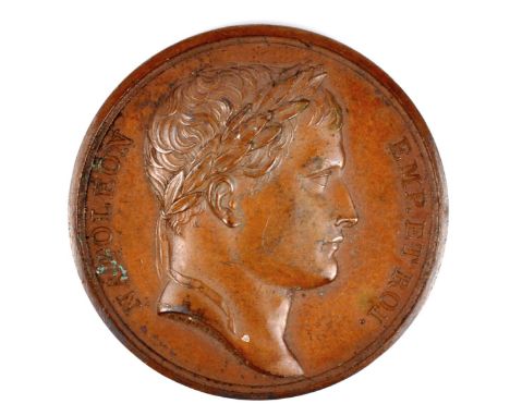 France, First Empire, invasion of Russia: a copper medallion, laurelled bust of Napoleon Bonaparte, rev. French eagle standar