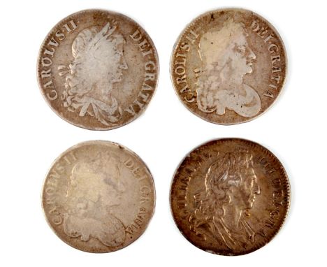 Crowns (4), Charles II, 1663, 1673 (edge QUINTO), 1677, William III, 1695 (S 3354, 3358, 3470).The first three fair or better