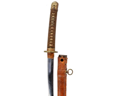 A Japanese army officer's sword (shingunto), showa era blade 27 in., shinogi-zukuri, exhibiting yakiba and thus possibly gend