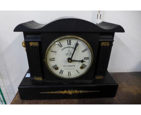 A Japanese faux slate mantel clock, by Welaiti Clock Co.