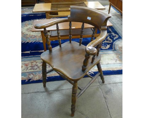 A Victorian beech and fruitwood smokers bow