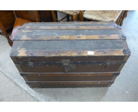 A banded steamer trunk