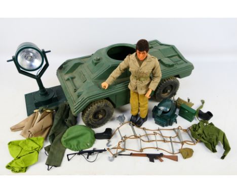 Palitoy - An unboxed 1978 stamped Action Man clothed in British infantry uniform. Item has a dynamic body, eagle eyes, flocke