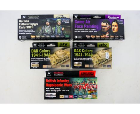 Vallejo - Five boxes of Vallejo model paint sets, including Vallejo #71.207 DAK Colours 1941-1944 (x2); #70.163 British Infan