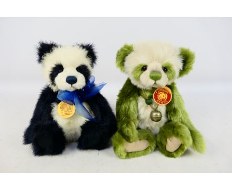 Charlie Bears - Two unbagged Charlie Bears by Isabelle Lee. Lot includes CB104742 Trixie (31cms); with CB104717B Rodley (33cm