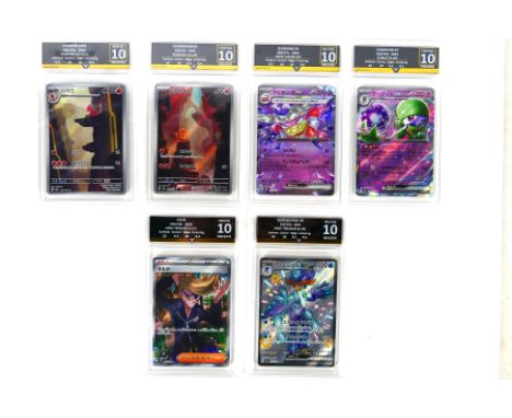 Pokemon - A collection of six Getgraded graded collectible mainly Japanese language Pokemon cards, all of which are graded 10