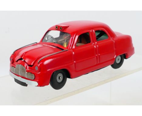 Tri-ang - Minic - An unboxed Minic tinplate 'Push & Go Fire Chief'' Ford Zephyr. The tinplate friction drive larger scale mod