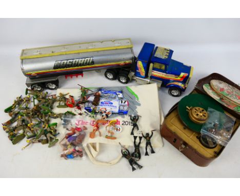 Ny-Lint - Discoflex - Britains - A group of items including a Ny-Lint tanker truck, a vintage Discoflex wind up record player