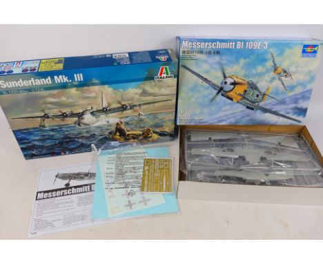 Italeri - Trumpeter - Two boxed plastic military model aircraft kits in different scales. Lot consists of Trumpeter #02288 1: