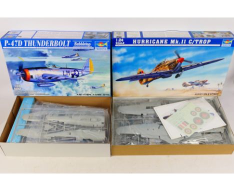 Trumpeter - Two boxed plastic military model aircraft kits in different scales. Lot consists of Trumpeter #02263 1:32 scale P