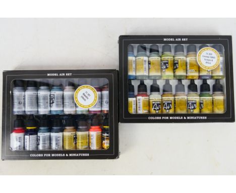 Vallejo - Two boxes of Vallejo model air paint sets, consisting of Vallejo #71.208 German WWII Africa & Europe; with #71.181 