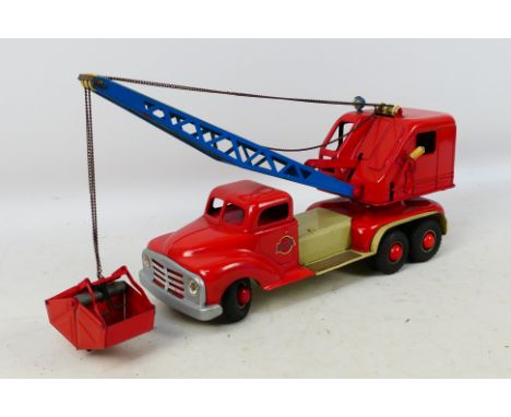 Gama - An unboxed tinplate battery operated Lorry Mounted Crane by Gama. The model is missing its battery powered remote cont