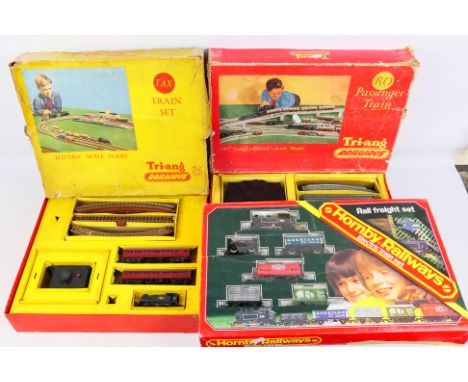 Tri-ang - Hornby - 3 train sets to include R681 Rail freight Set, #RO passenger train Set; both HO/OO gauge and a TT gauge #T
