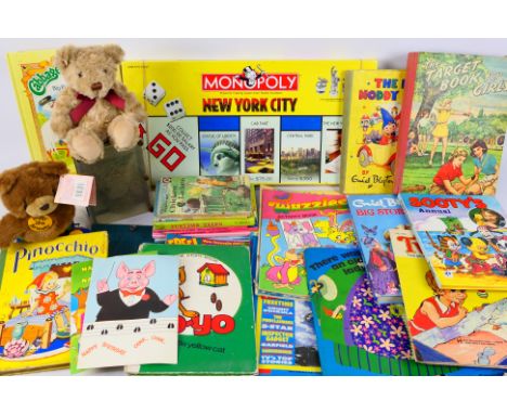 Parker - Monopoly - Sooty - A boxed Monopoly New York City edition, a group of vintage children's books, a nail board desk to