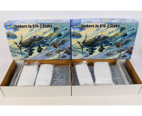 Trumpeter - Two boxed 1:32 scale #3218 Junkers Ju87G-2 Stuka plastic model aircraft kits from Trumpeter. Kits appear to be in