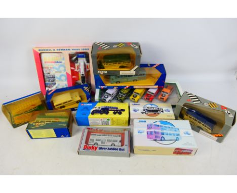 Corgi - Cararama - Dinky - Twelve diecast vehicles to include #475 Land Rover 5 car set, #15101 Express Dairy Scammell Scarab
