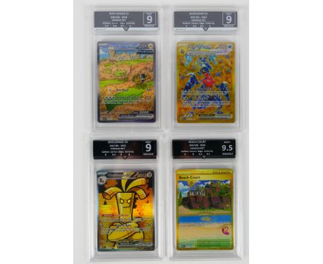 Pokemon - A collection of four Getgraded graded collectible Pokemon Paradox Rift cards. Lot consists of Iron Hands EX 248/182
