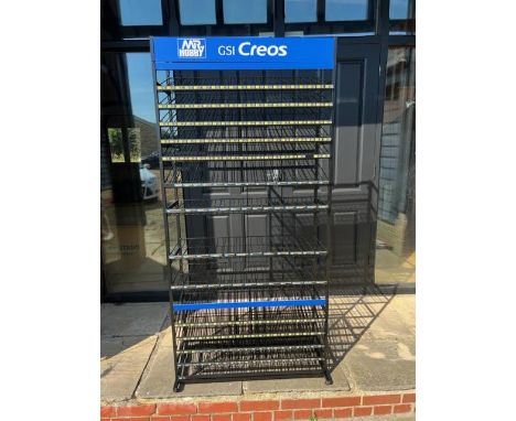 Mr Hobby - A large boxed Mr.Hobby model paint display stand with over 160 boxes of paints each containing 6 jars of Mr Hobby 