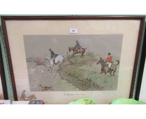 Snaffles, a framed and glazed coloured lithograph 'The stone faced narrer back'. Signed 