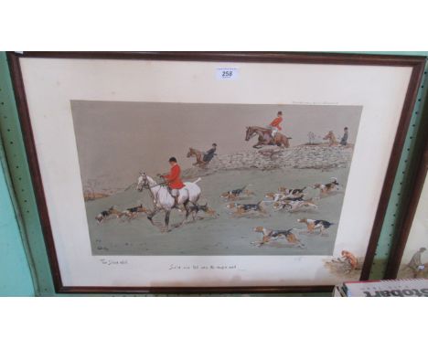 Snaffles, a framed coloured lithograph: The Stone Wall 'Solid and tall was the raspin wall'. 