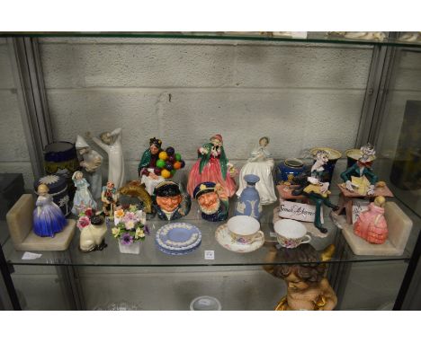 A good group of 20th century collectable china to include Doulton figurines, Lladro figures, Carltonware vases, Wedgwood Jasp