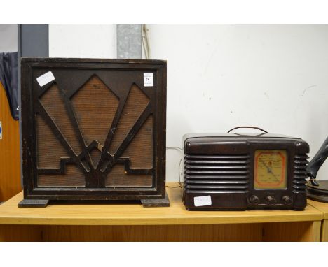 An early speaker and a Pilot Bakelite radio.