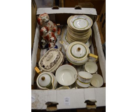 A part tea service, Staffordshire dogs, glassware etc.