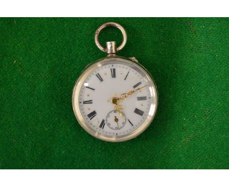 A Ladies silver cased fob watch with enamel dial.