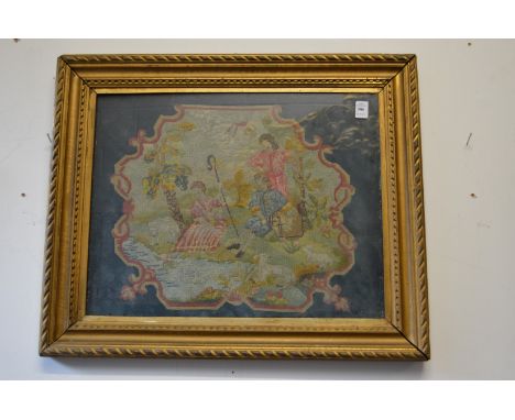 A woolwork tapestry picture in a gilt frame.