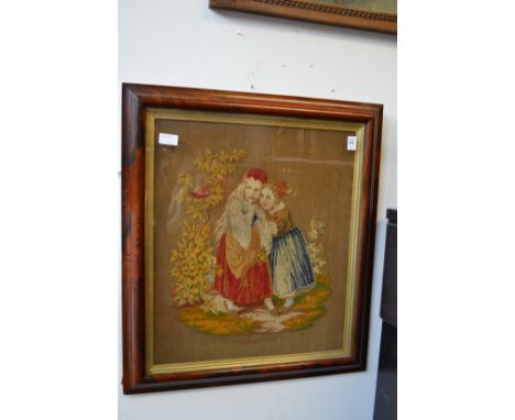 A pair of rosewood framed Victorian tapestry pictures.