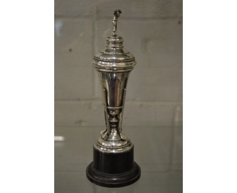 A silver trophy cup.