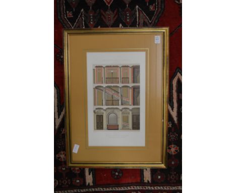 Architectural subjects, a set of four colour prints, uniformly framed and glazed.