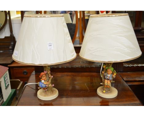 A pair of Goebel figural lamps (minor losses).