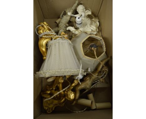 Decorative cherub light fittings (af).