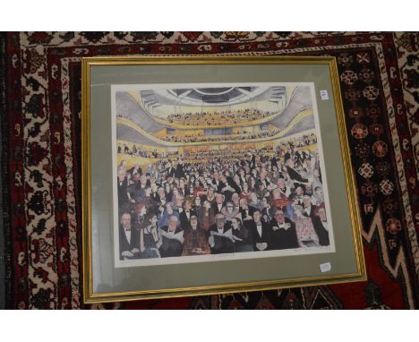 Figures seated at Glyndebourne, limited edition colour print, signed.