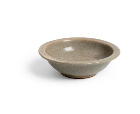 LONGQUAN CELADON-GLAZED BOWL NORTHERN SONG DYNASTY the rounded shallow body supported on a ring foot rising to a short everte
