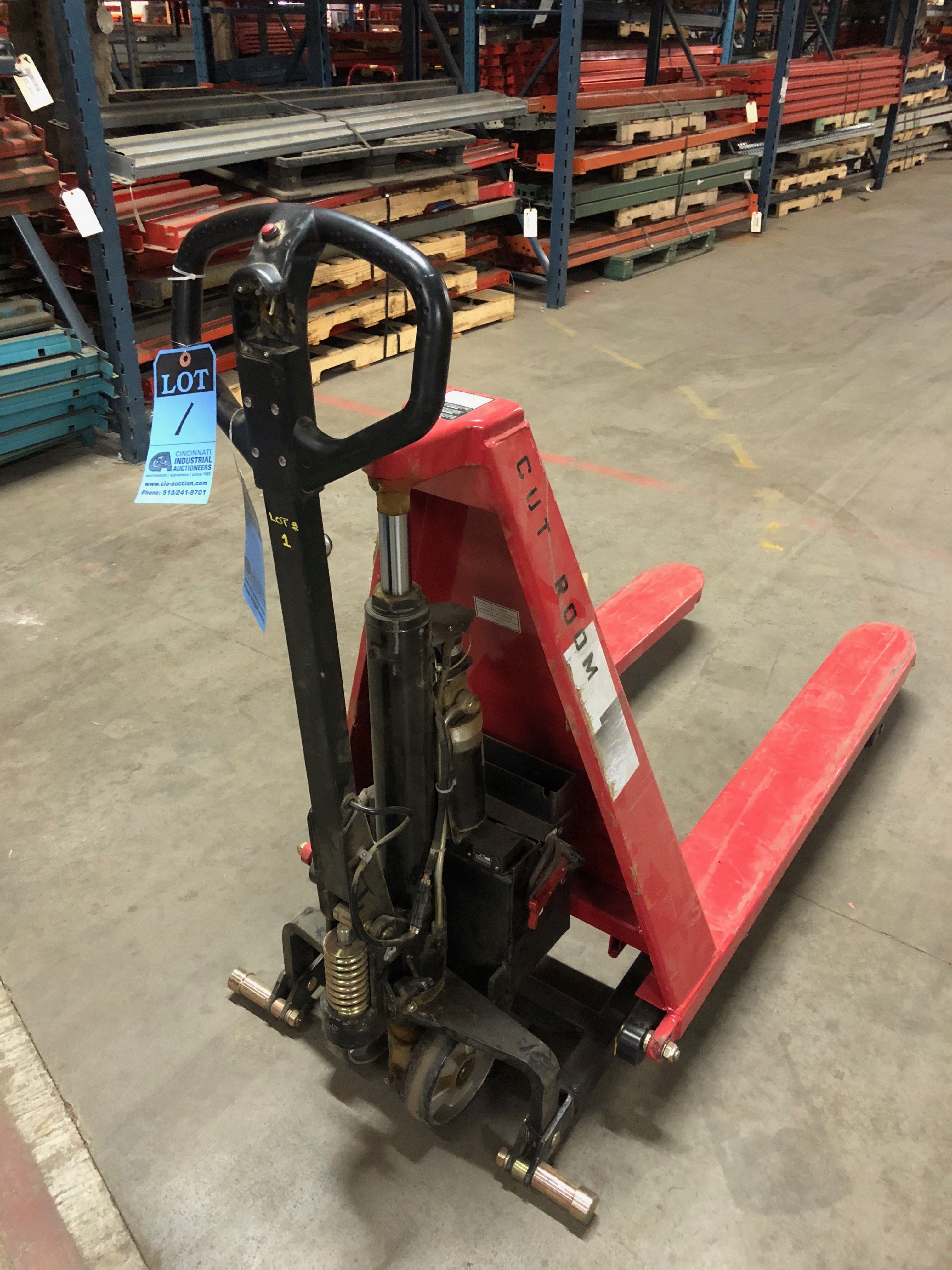 3,000 LB. DAYTON MODEL 11K281 ELECTRIC / MANUAL HIGH LIFT PALLET TRUCK