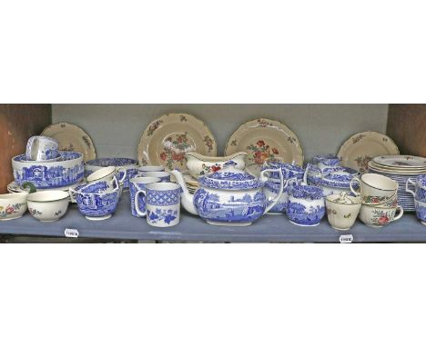 A quantity of Spode Printed Pottery in the Italian Landscape Pattern, together with mugs from the Blue Room Collection and a 