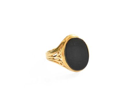 A 9 Carat Gold Hardstone Signet Ring, finger size QThe ring is in good condition with slight scuffing to the shank. The stone