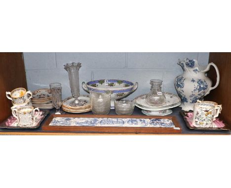 Assorted British &amp; Continental Ceramics &amp; Glass, including five 18th cxentury Dutch Delft tiles, painted with Biblica