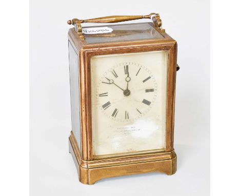 A French Brass Striking Carriage Clock, circa 1870, dial signed Lefrere, Passage Des Panoramas 51, A Paris, caseback with a p