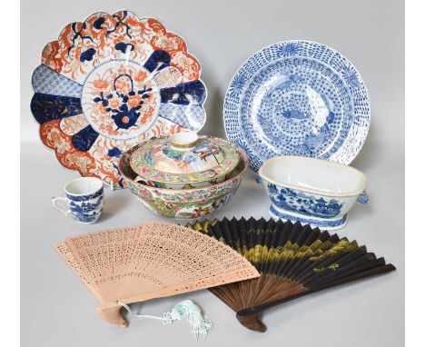 A Collection of Assorted Chinese Porcelain, including a plate and nine small dishes, bearing Kangxi reign marks, 19th century