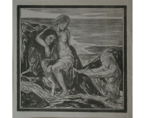 CHARLES HASLEWOOD SHANNON, RA, (1863-1937, BRITISH)"Late Summer" black and white lithograph, signed and numbered 85 pencil to