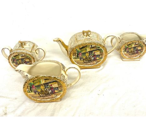 Sadler coaching scene teapot, sugar bowl, jug etc 