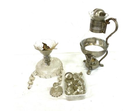 Glass light shade and a vintage coffee percolator 