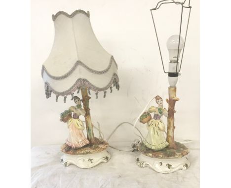 Pair of Vintage Capodimonte lamps, both have marks to base, both working 