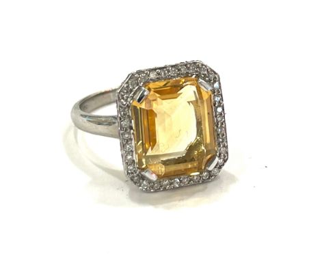 18ct gold Citrine, diamond and ruby ring