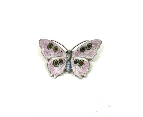 Silver and enamel butterfly brooch JDS 