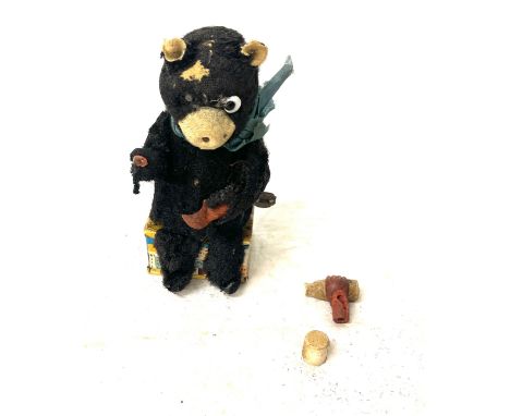 Vintage wind up bear on stand measures approx 6" tall 